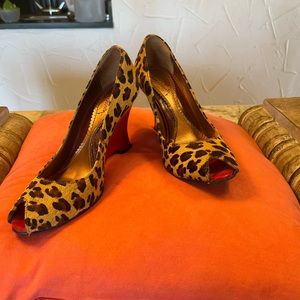 Luichiny Leopard with Red Wedge Heels Made in Brazil size 5 1/2